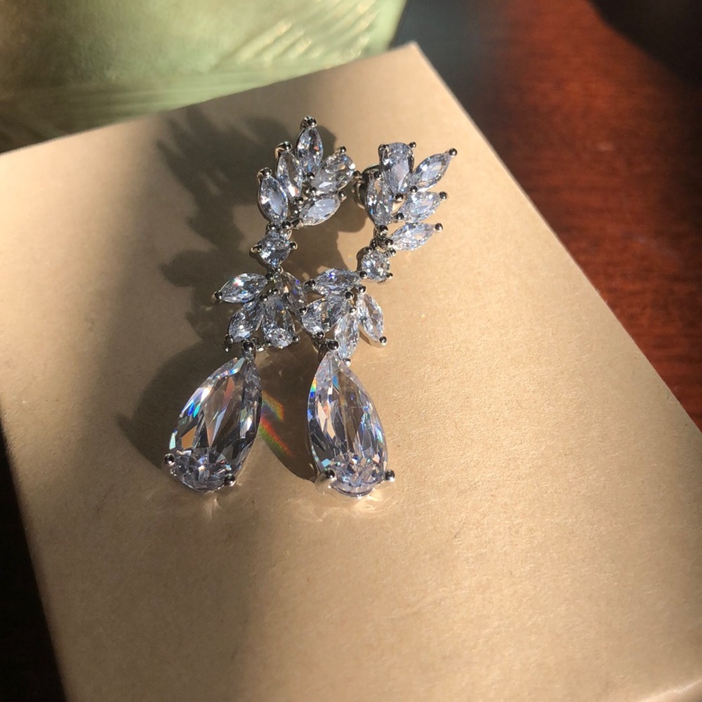 Marquise Crystal wedding earrings. Never worn